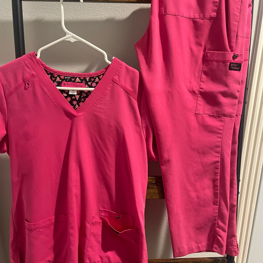 Betsey Johnson Pink Scrub Set
